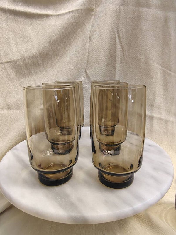 Vintage waterglazen rookglas set van 6