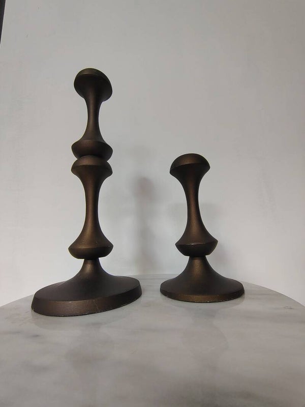 Light & Living kandelaars set donkerbruin metaal – 31 cm & 18 cm