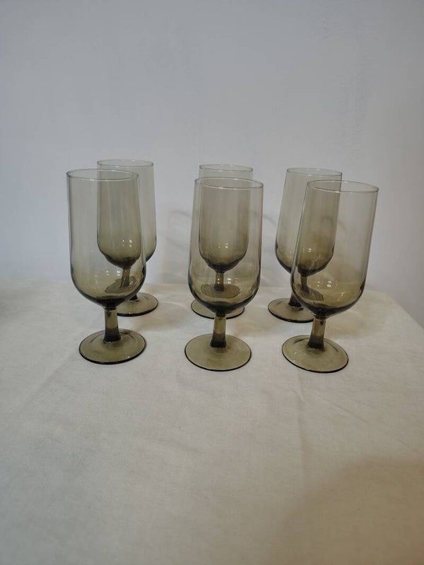 Vintage rookglazen op voet – Set van 6 elegante rookglazen