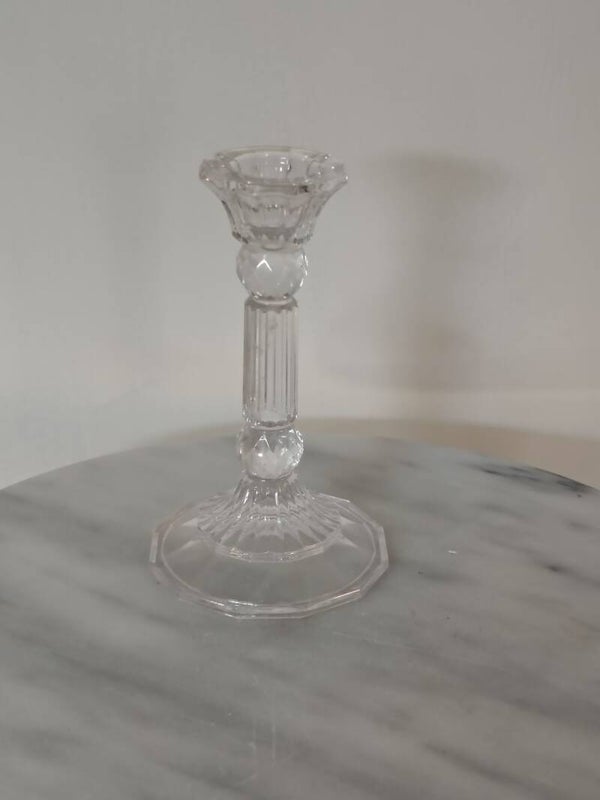 Elegante vintage glazen kandelaar met kristallook