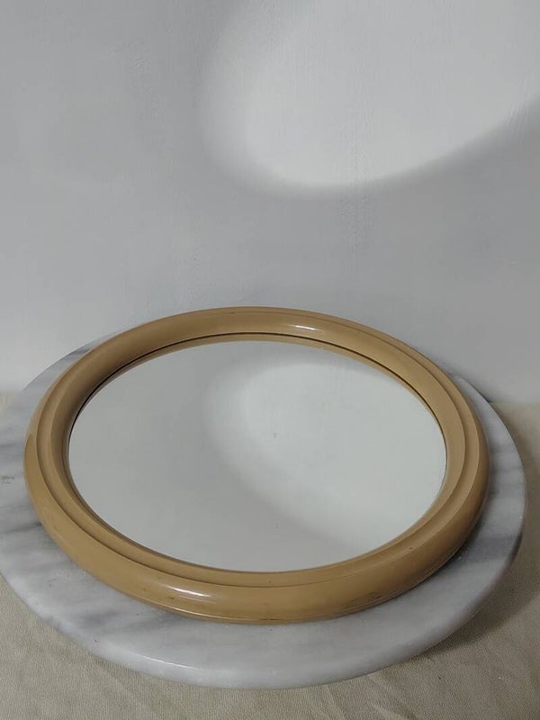 Vintage Tiger spiegel – beige – jaren 70 – 25 cm