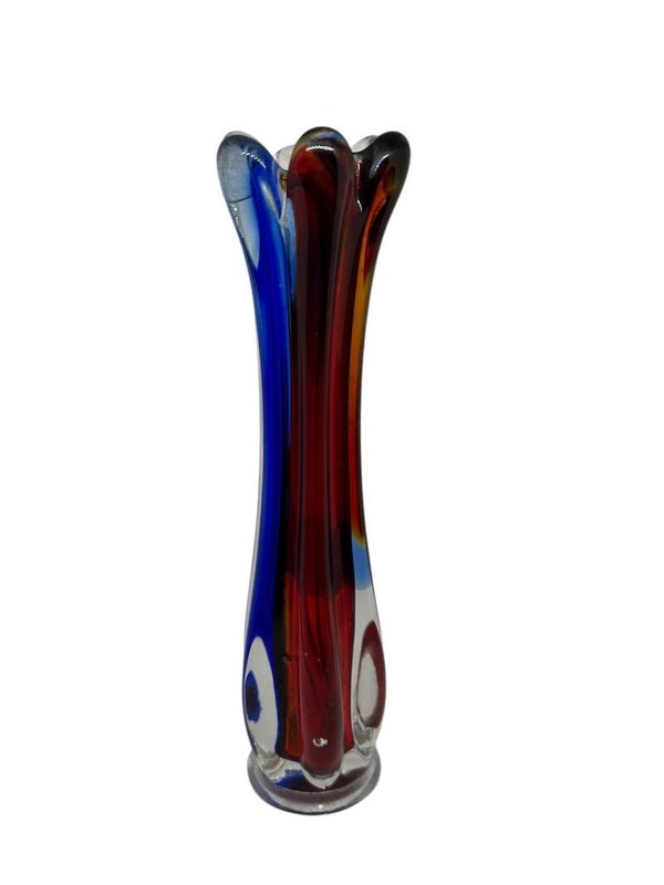 Murano vaas blauw/rood 21cm