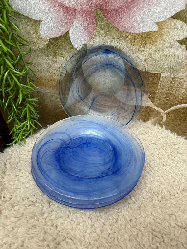 Glazen bordjes blauwe swirls