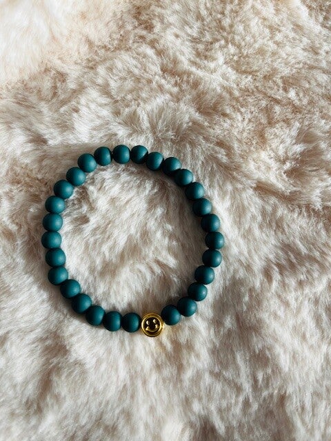 Kinderarmbandje donkergroen smiley