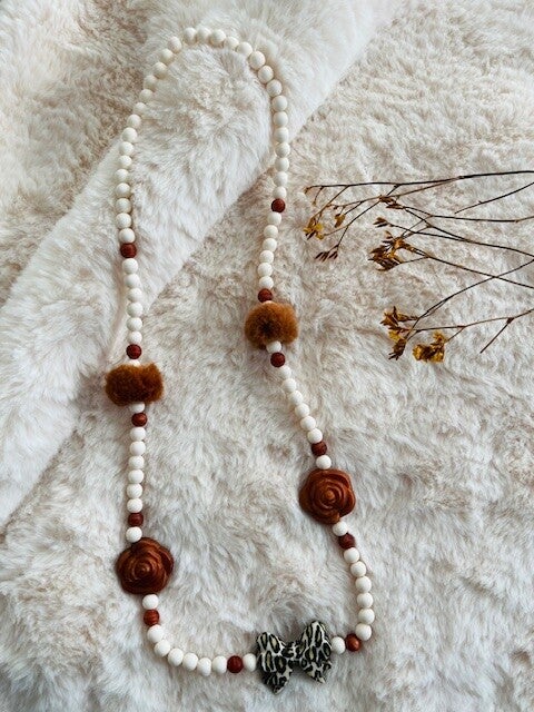 Kinderketting fluffy leopard strik