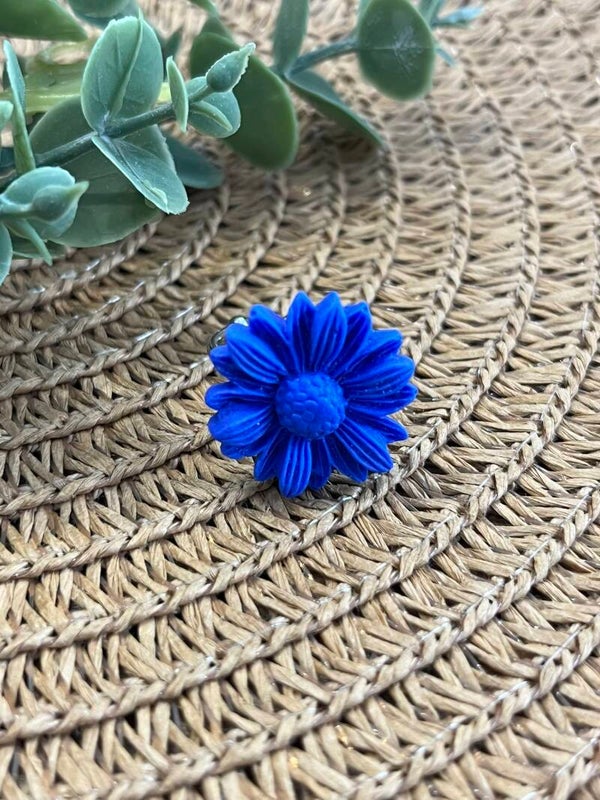 Ring bloem kobaltblauw