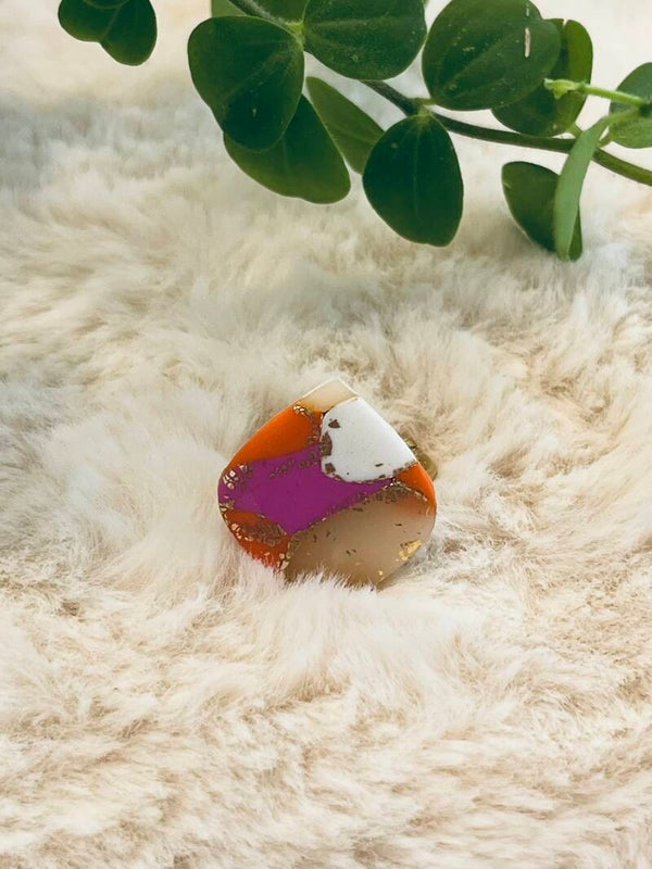 Ring oranje/roze marmer