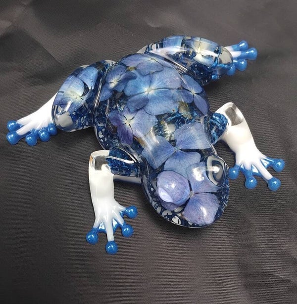 Grenouille Hortensias bleus