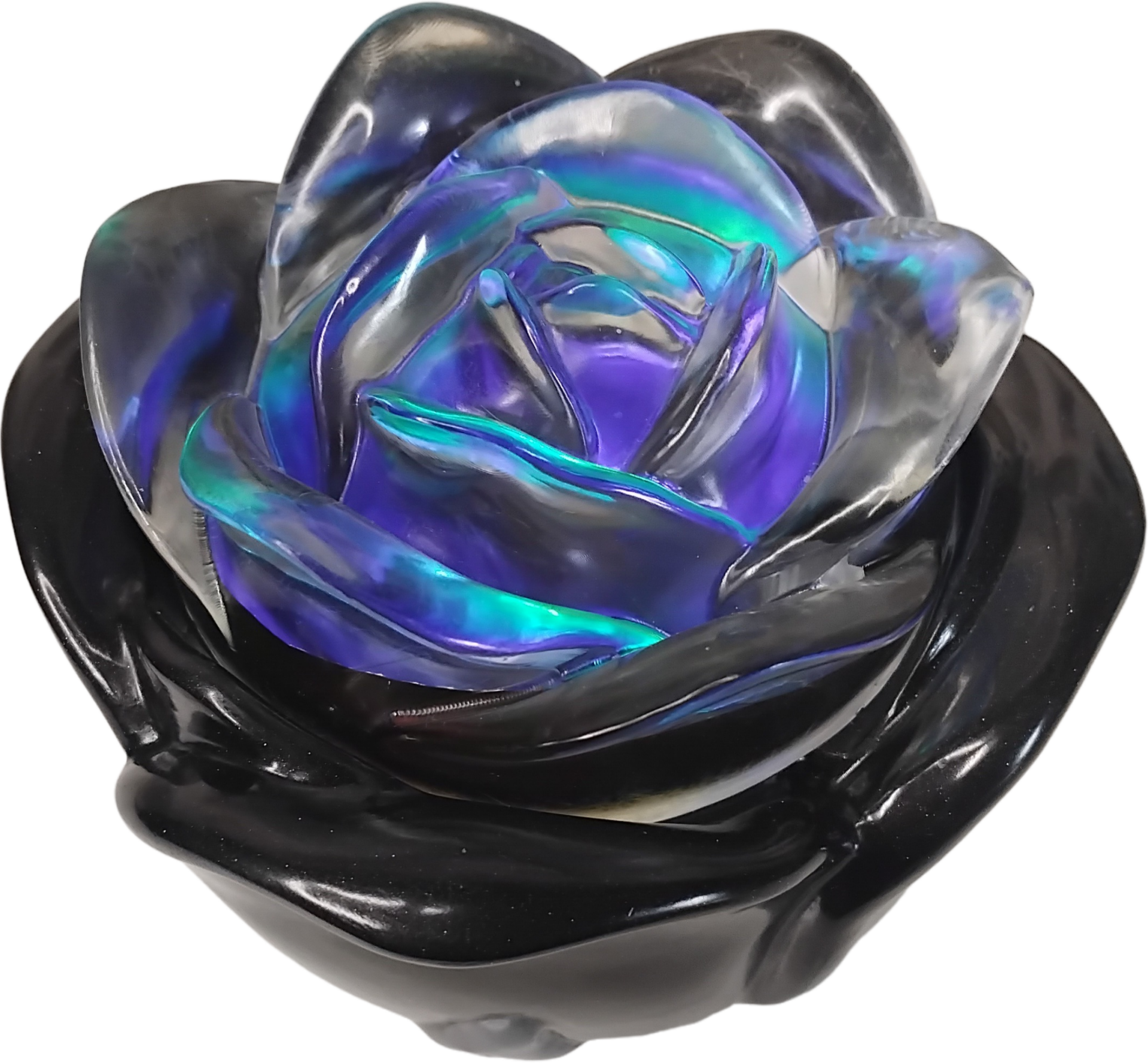 Boîte "Rose" holographique" fond noir