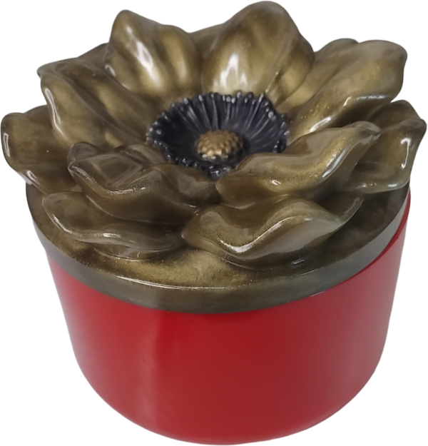 Boîte fleur GM (grand modèle) rouge et or