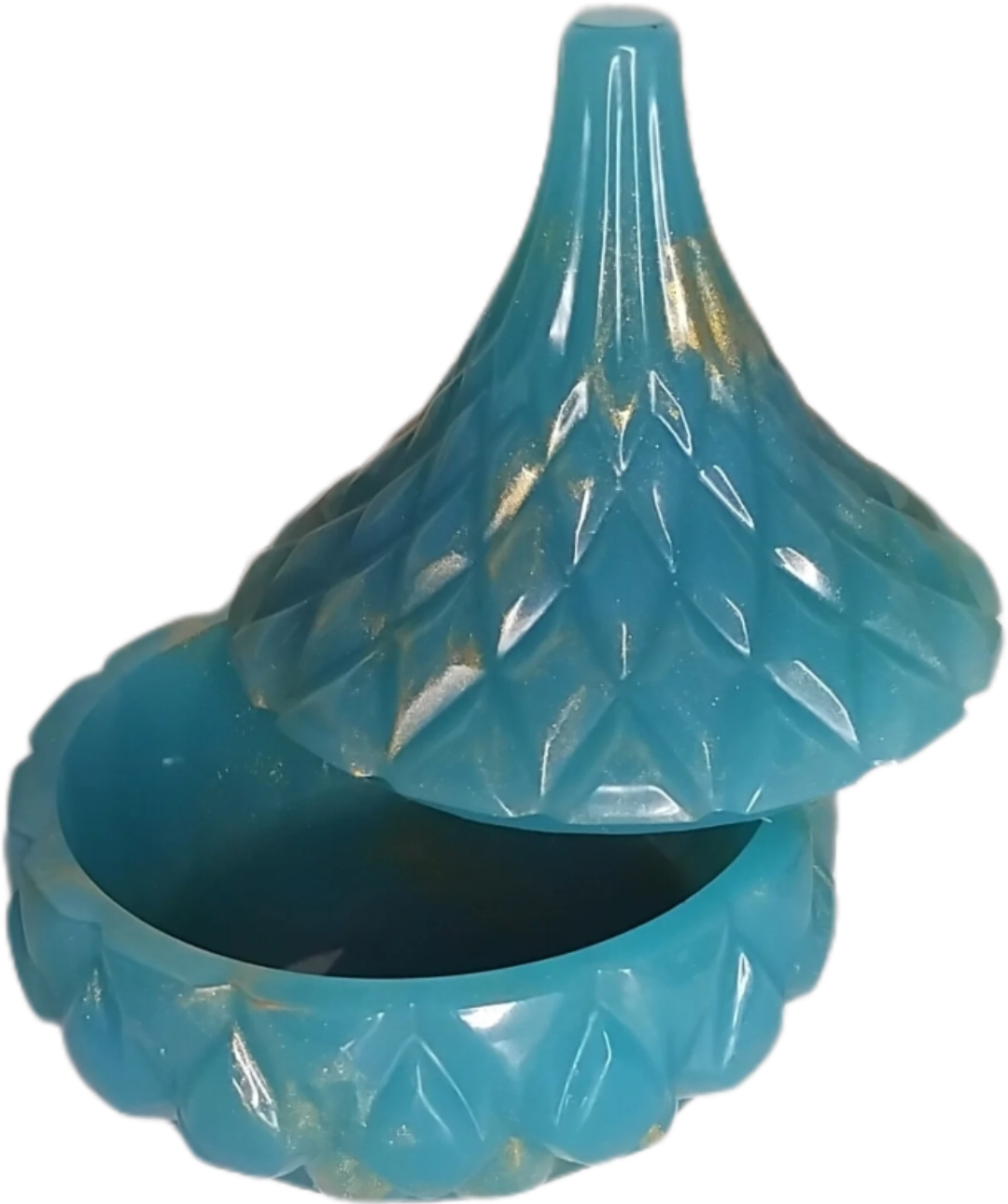 Boîte Tajine turquoise et or