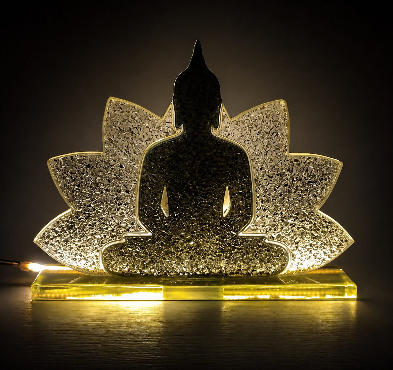 Bouddha diamant sur LED vert transparent et oron