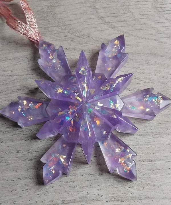 Suspension de Noël étoile 3D violet holographique