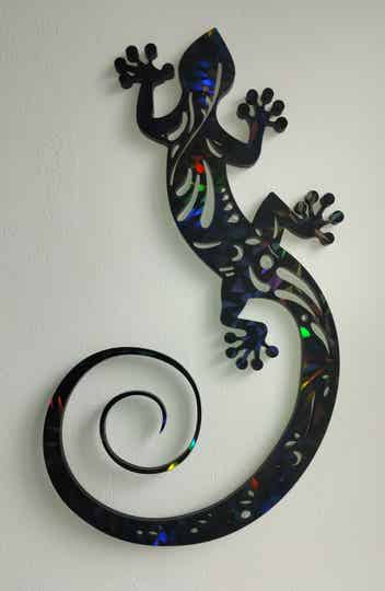 Lézard mural holographique noir