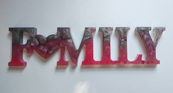 FAMILY Mot à poser rose/argenté