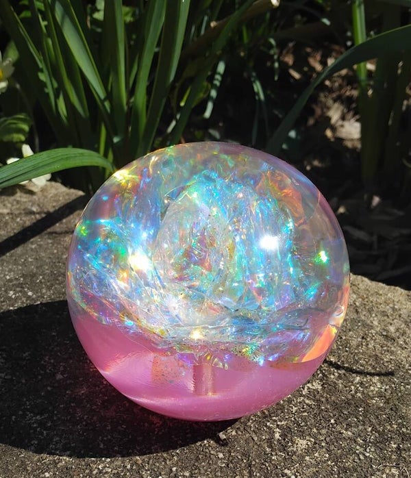 Sulfure fleur rose holographique 10 cm