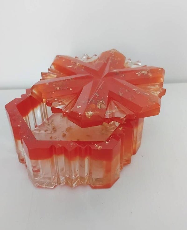 Boîte Flocon / étoile orange et or