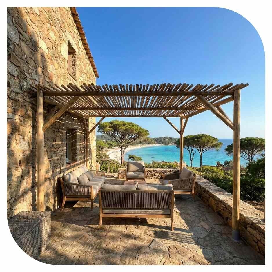Pergola extérieure installée à Porto-Vecchio par Namare
