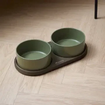 LIMITED EDITION - Barcelona Dubbele Hondenbak (gerookt eiken, groen)