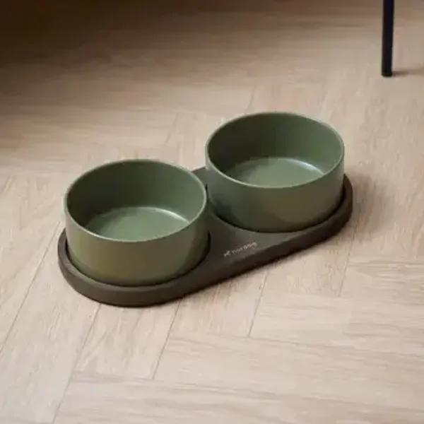 LIMITED EDITION - Barcelona Dubbele Hondenbak (gerookt eiken, groen)