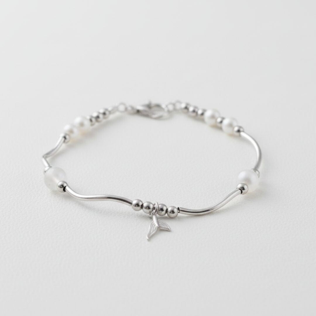 Pulsera plateada cola de sirena