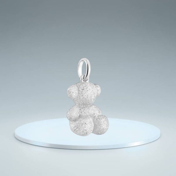Dije  oso plateado granate 1.6 cm
