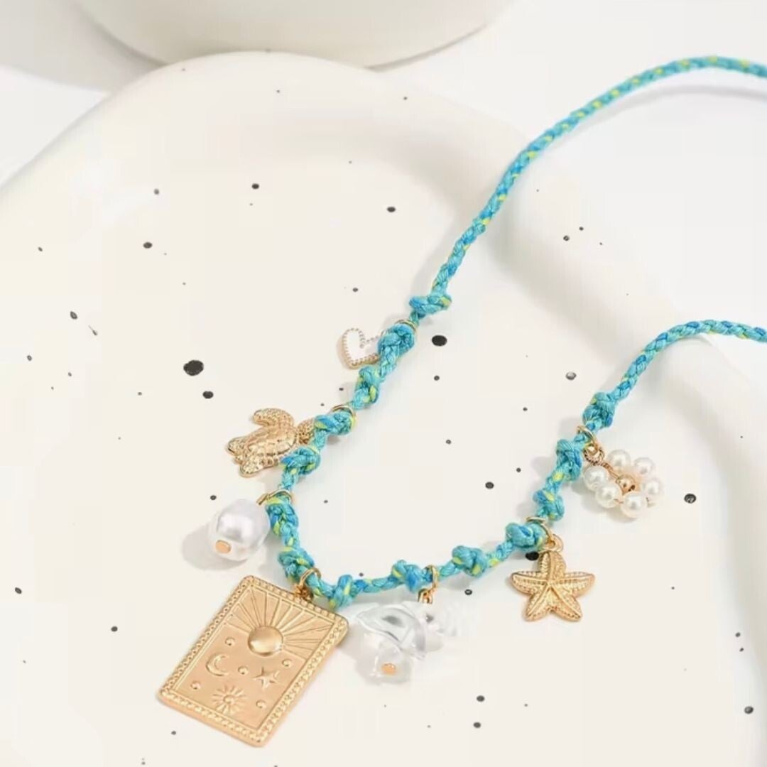 Collar bohemio marino