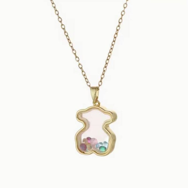 Collar oso con cristales de colores