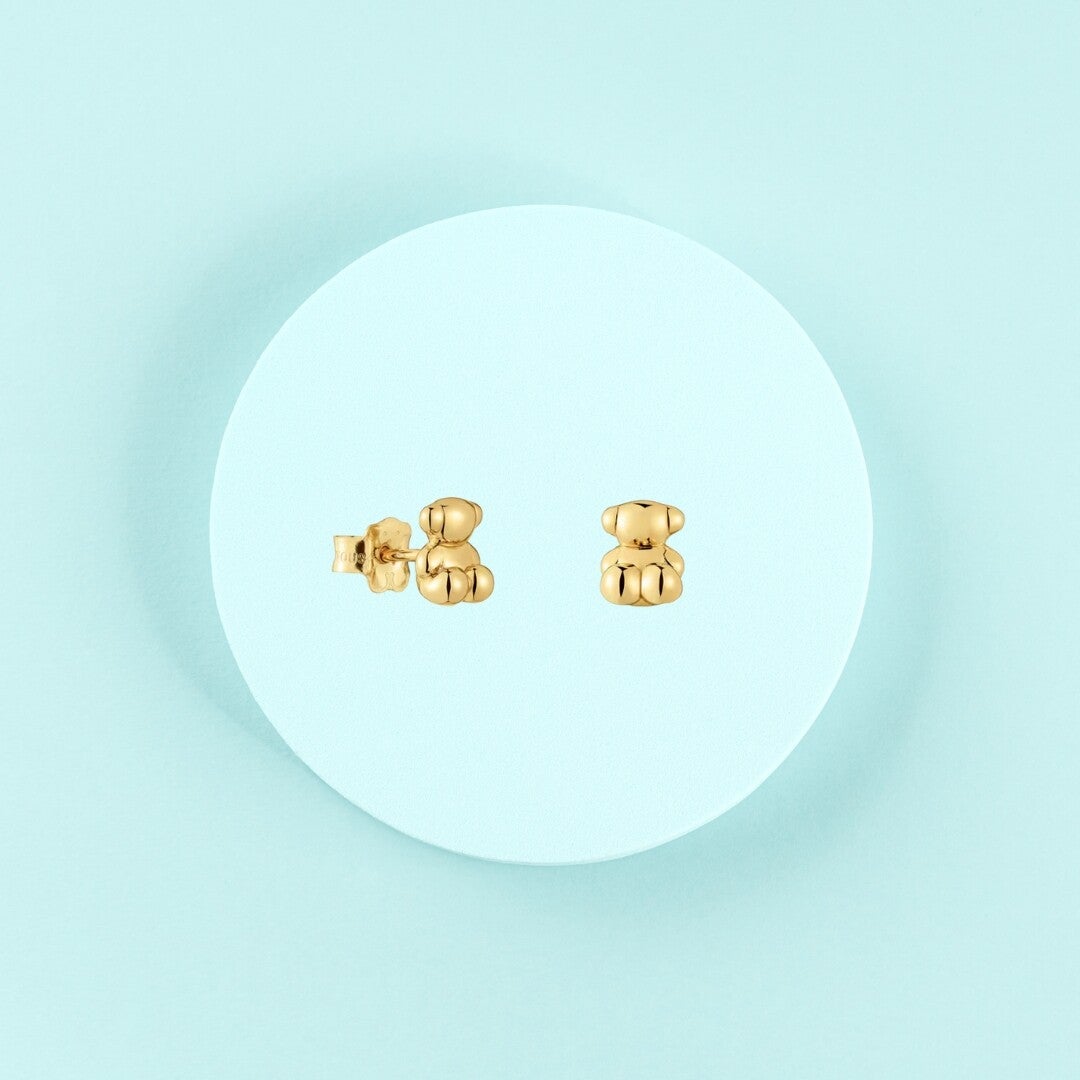 Pendientes oso  minimalistas S925 baño de oro