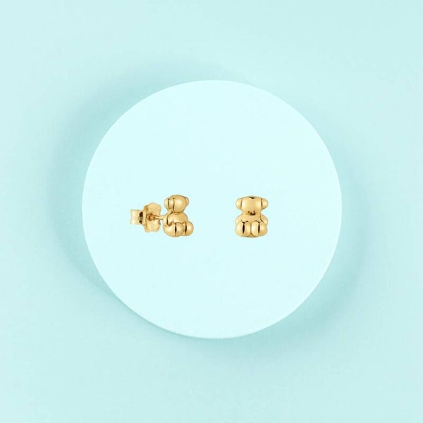Pendientes oso  minimalistas S925 baño de oro