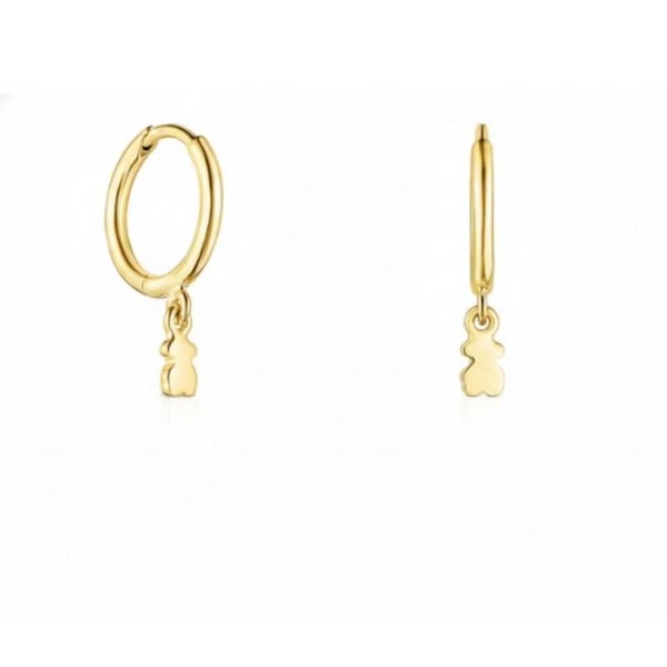 Pendientes argollas oso dorado mini