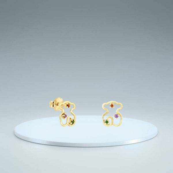 Pendientes silueta de oso con gemas