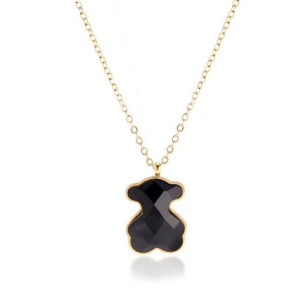 Collar oso dorado con piedra