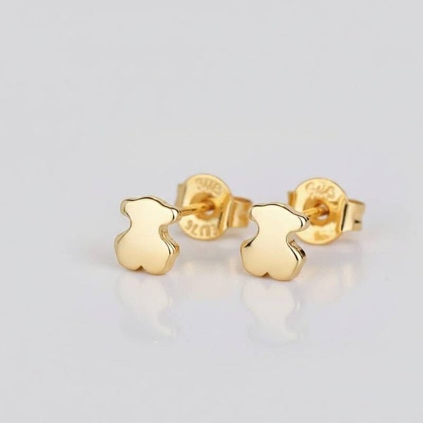 Pendientes oso minimanista dorado mini