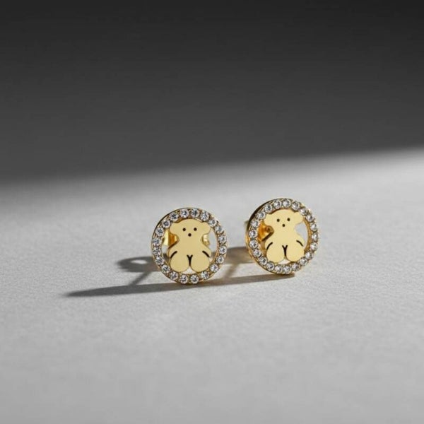 Pendientes oso redondo  con zirconias