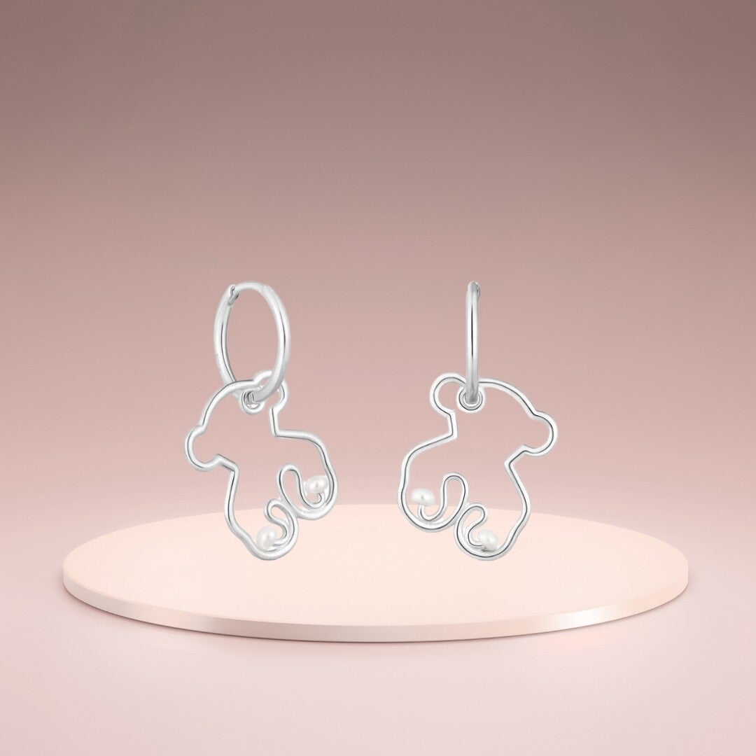 Pendientes argollas con oso colgante Tsuri