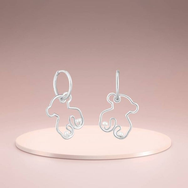 Pendientes argollas con oso colgante Tsuri