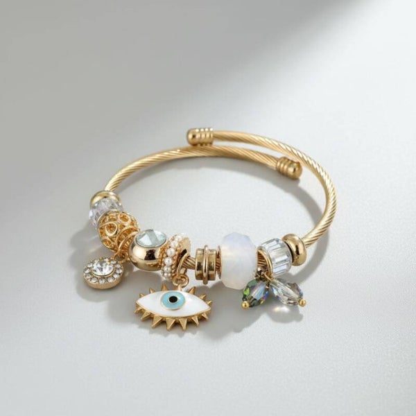 Brazalete charms ojo blanco