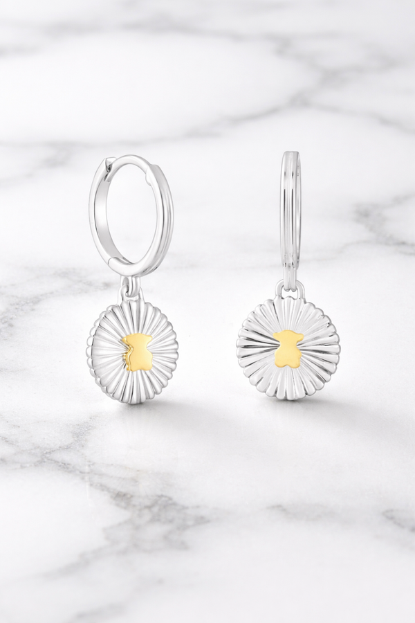 Pendientes argollas oso moneda