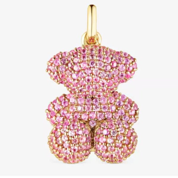 Collar de oso con cristales rosa