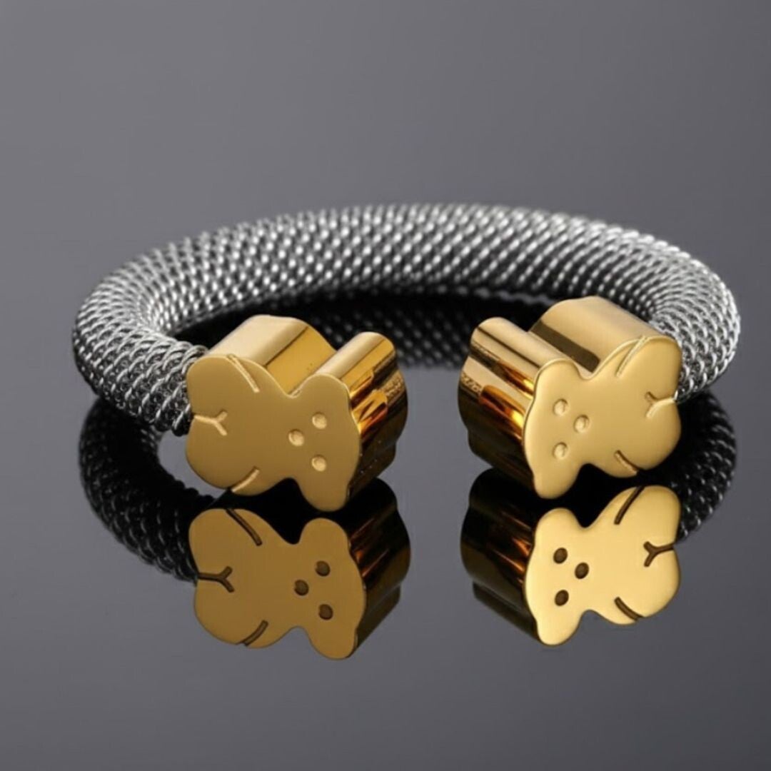 Anillo dos osos dorado ajustable