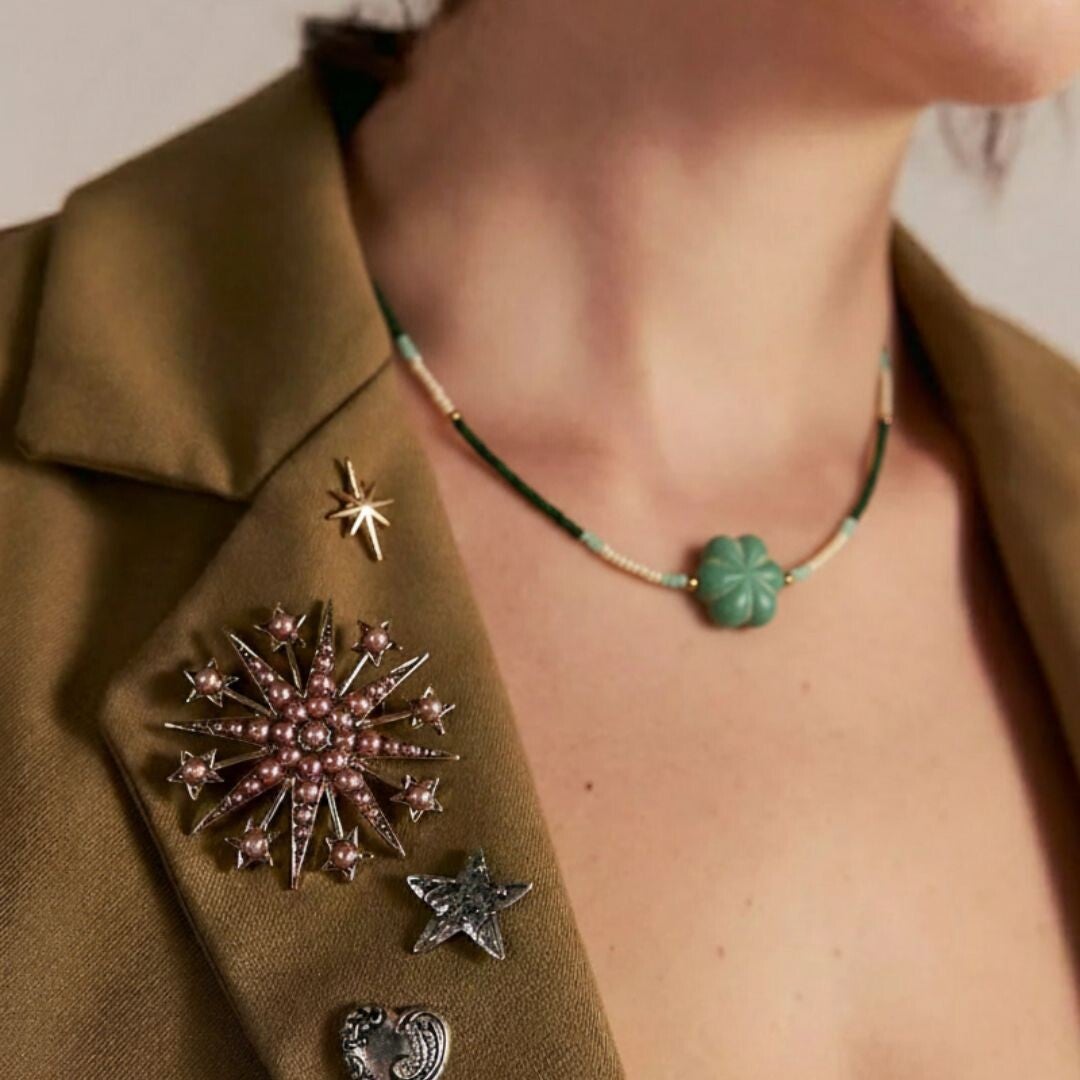 Collar flor malaquita