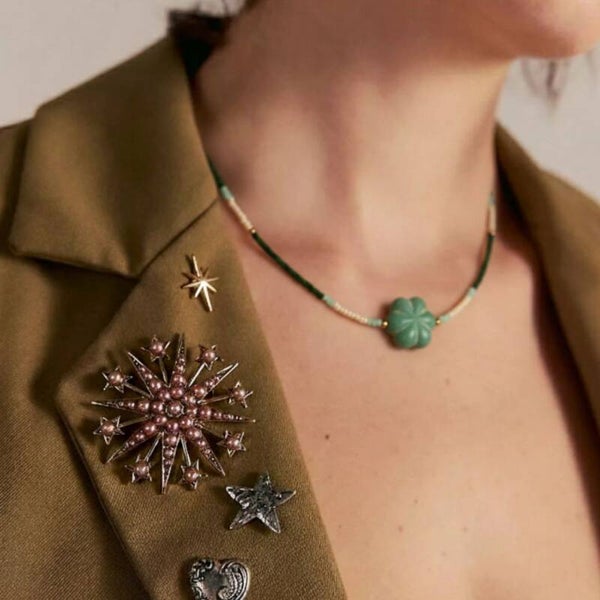Collar flor malaquita
