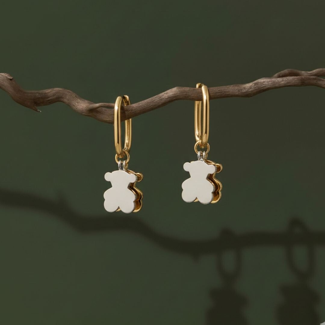 Pendientes argollas cuadradas osos