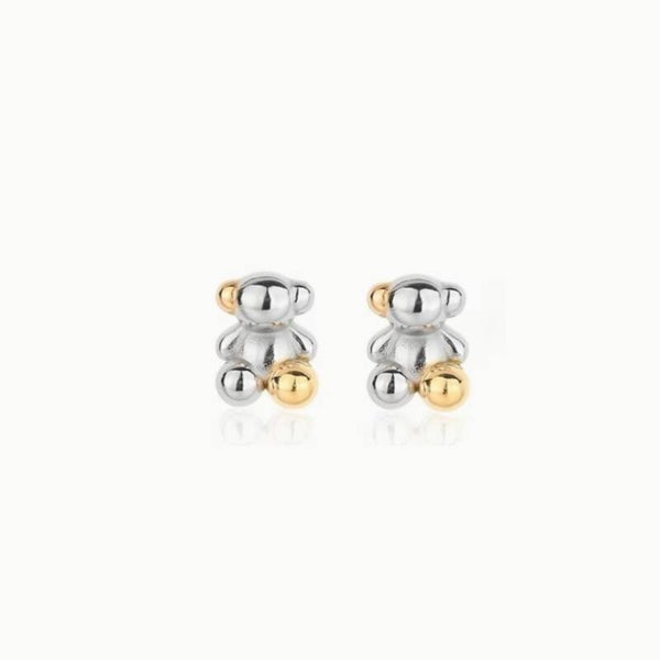 Pendientes oso mini dorado con plateado