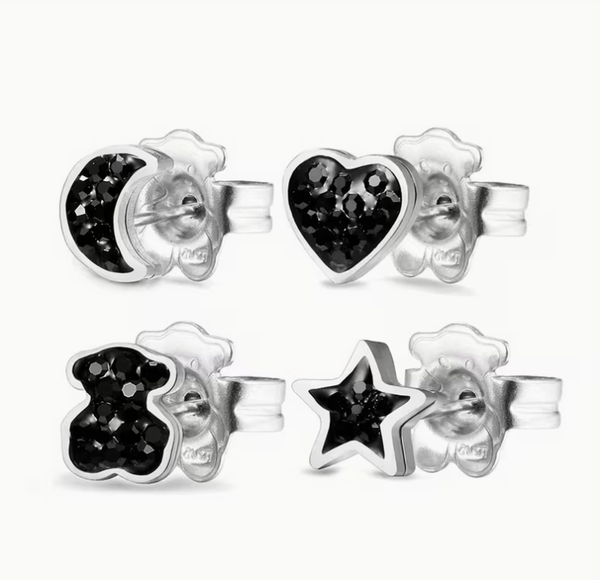 Pendientes pack 4 destello oso rosa gold