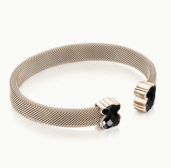 Brazalete rosa gold con oso negro