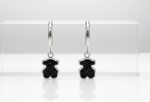 Pendientes con oso colgante y destello