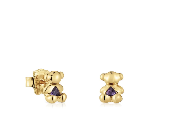 Pendientes oso con amatista