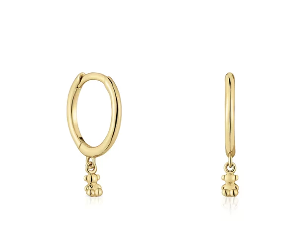Pendientes argollas oso dorado mini